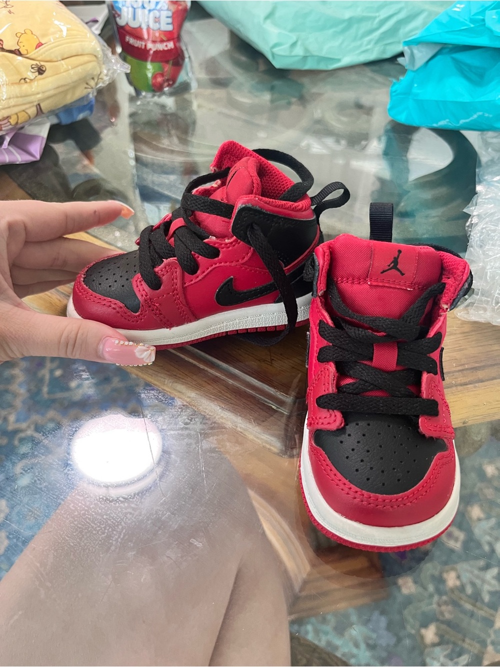 Kids Red and Black High-Top retro 1’s Sneakers - Brand: